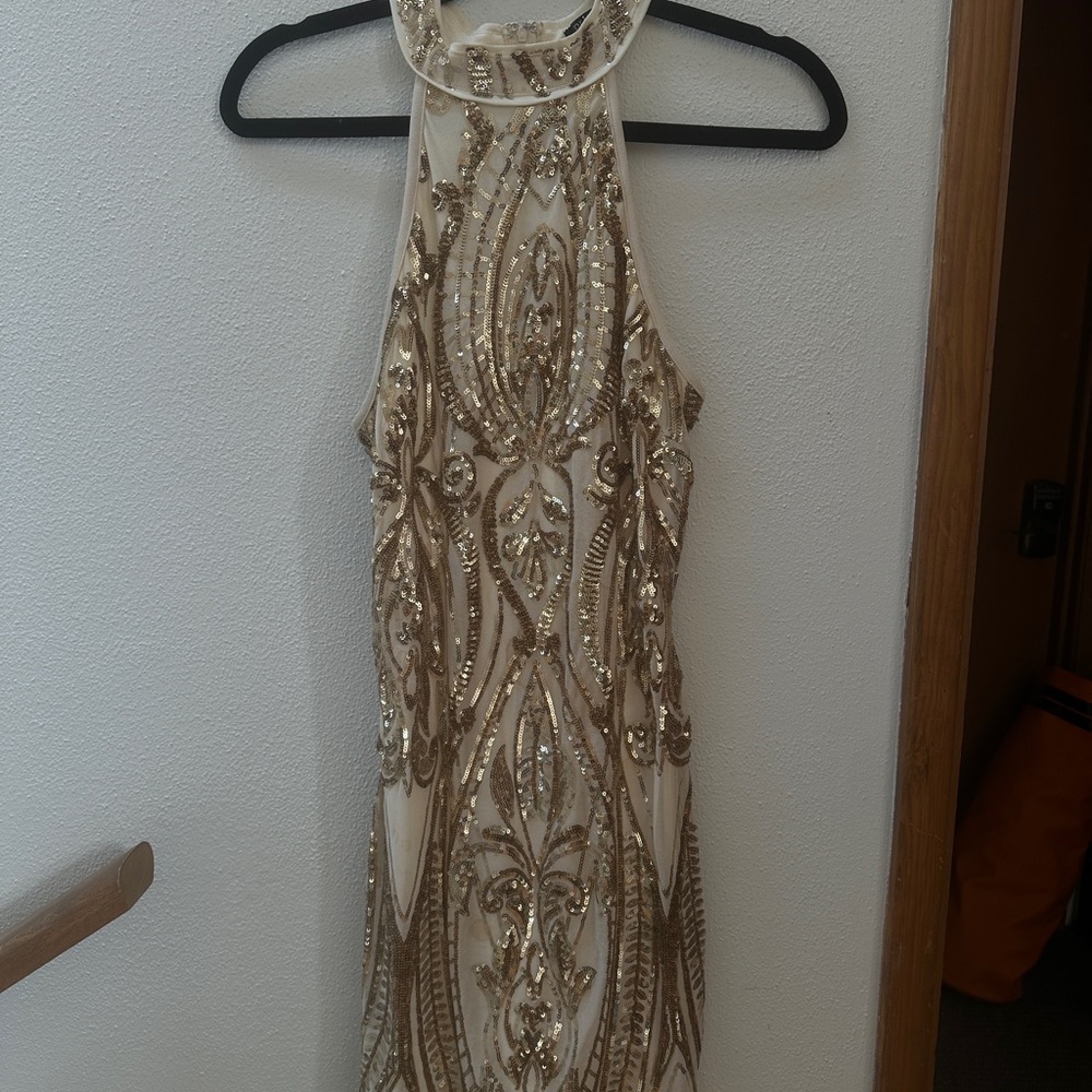 Privy Gold Sequin Backless Dress